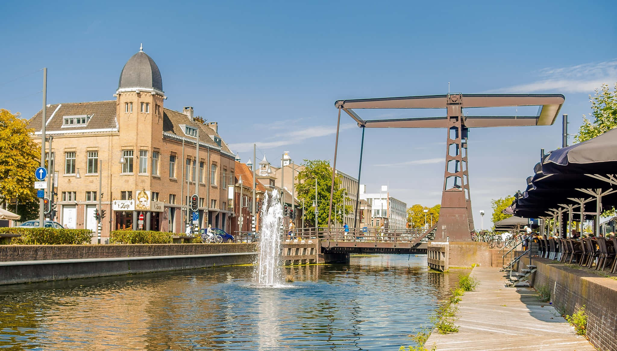 Helmond, canal, bridge, Full HD Desktop Wallpaper