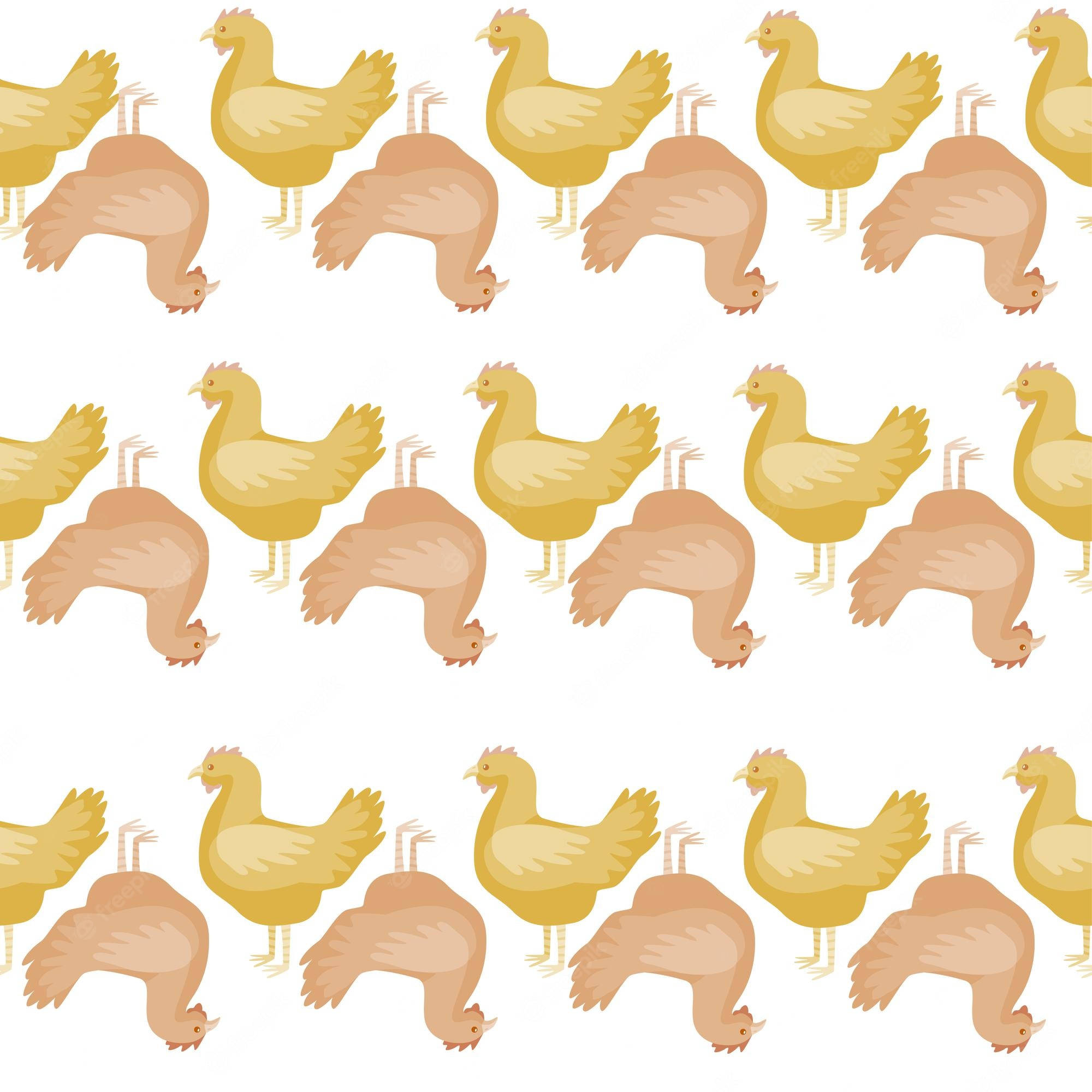Pastel Hen, yellow chickens, brown turkeys, Full HD Desktop Wallpaper