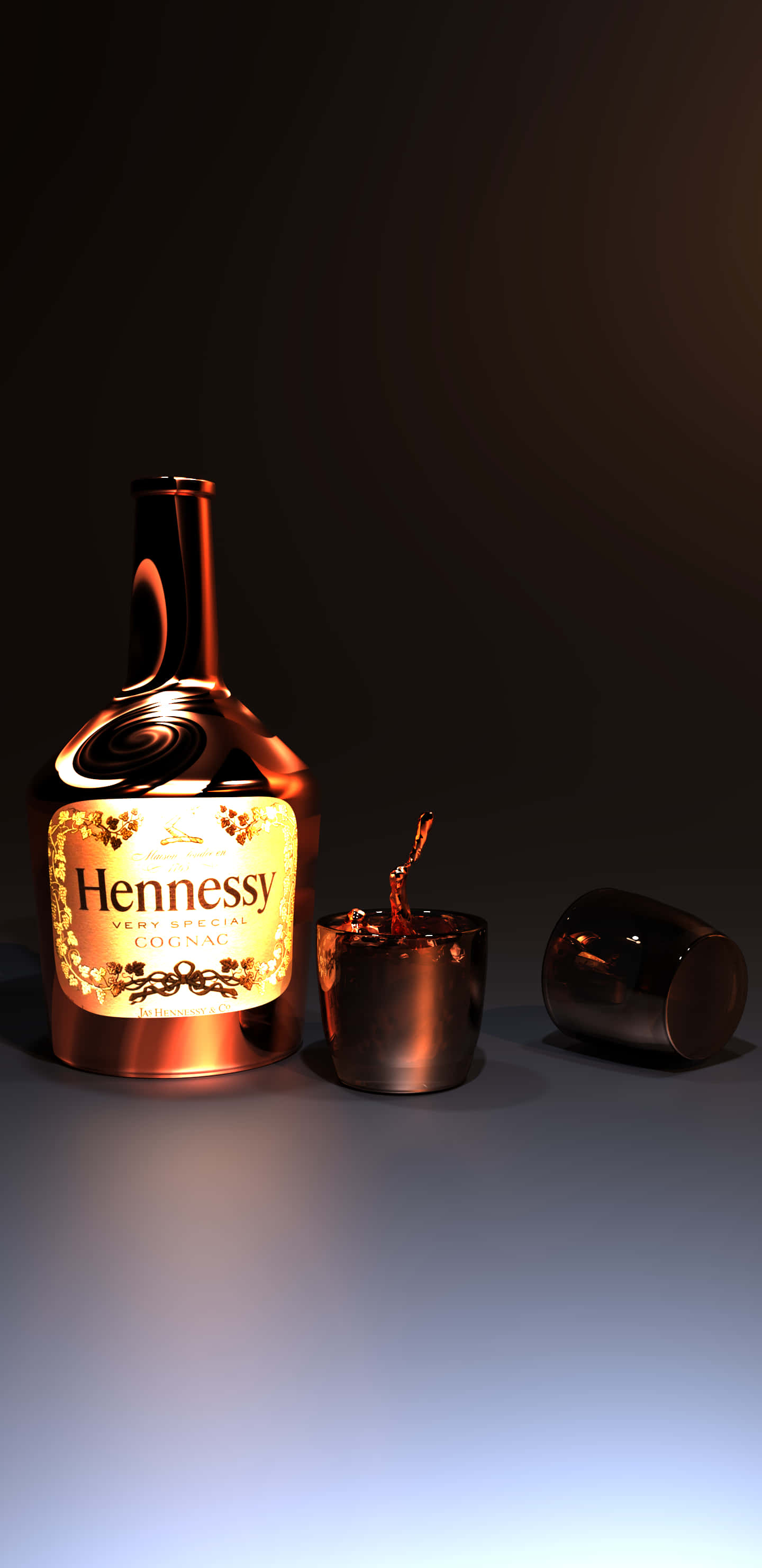 Hennessy, glowing, pouring glass, 2K Phone Wallpaper
