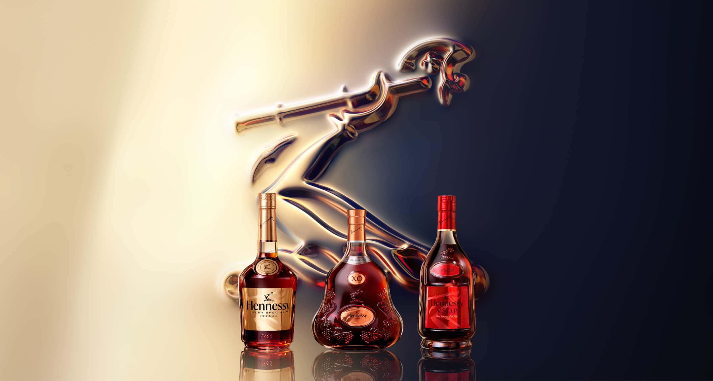 Hennessy, cognac bottles, metallic horse logo, 2K Desktop Wallpaper