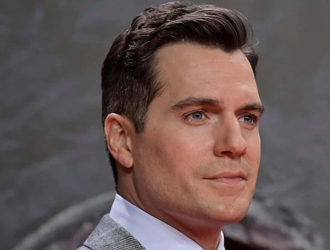 Henry Cavill, gray suit, white shirt, SD Desktop Wallpaper