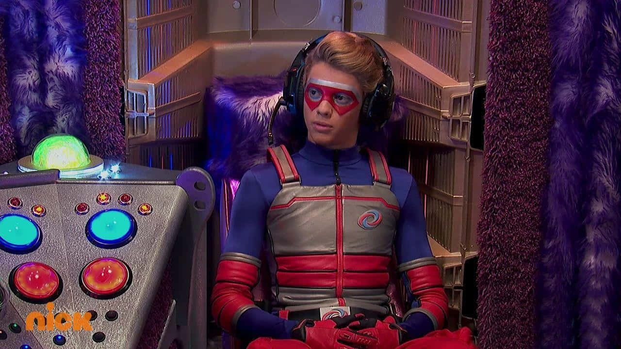 Henry Danger, red and blue suit, futuristic cockpit, HD Desktop Wallpaper