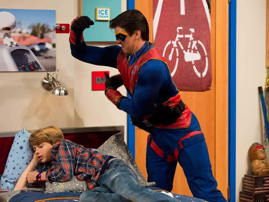 Henry Danger, blue and red suit, superhero costume, SD Desktop Wallpaper