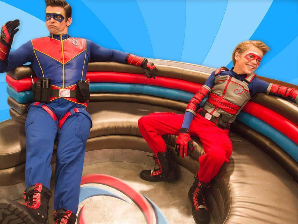 Henry Danger, superhero costumes, curved couch, SD Desktop Wallpaper