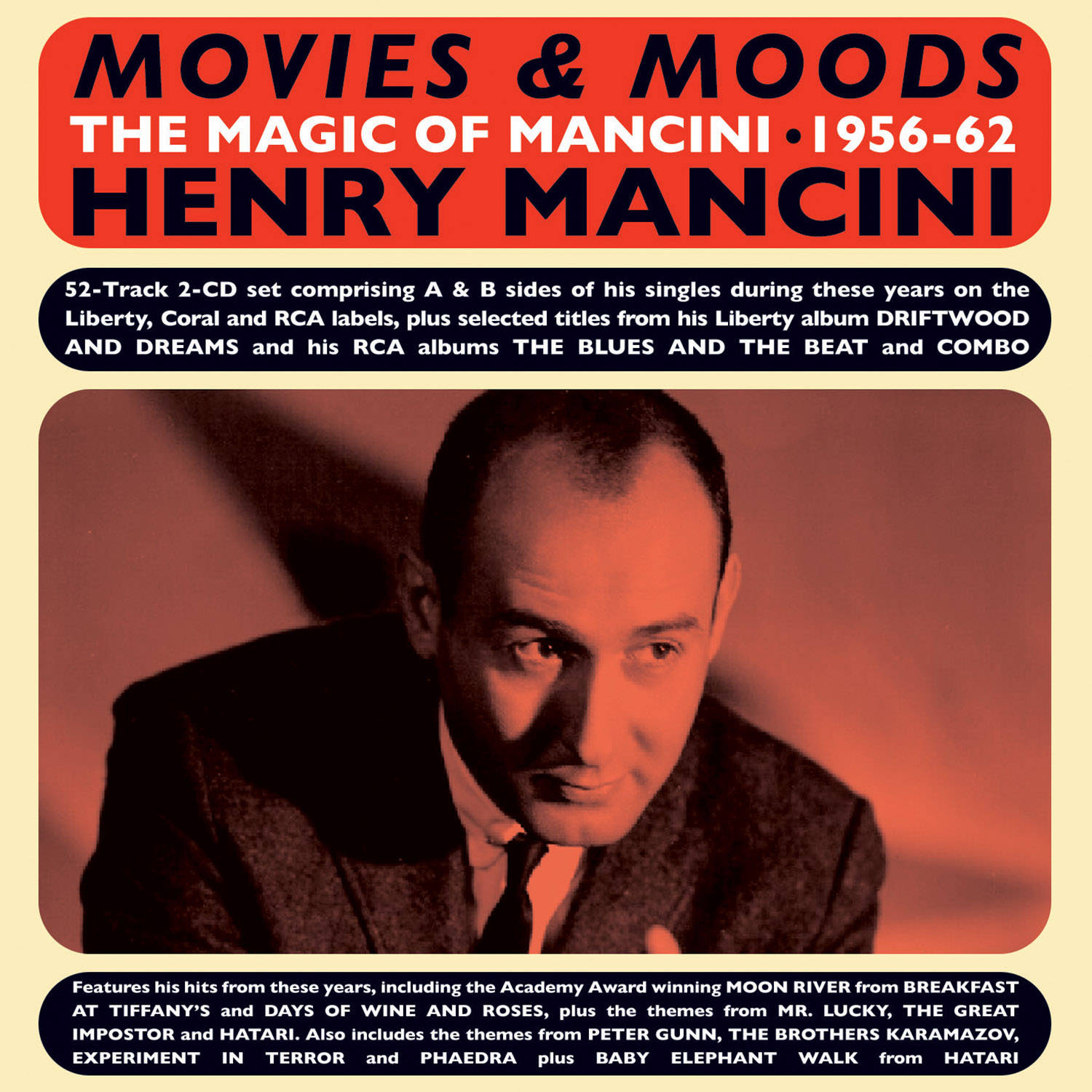 Henry Mancini, 1956-62 film scores, vintage album cover, HD Desktop Wallpaper
