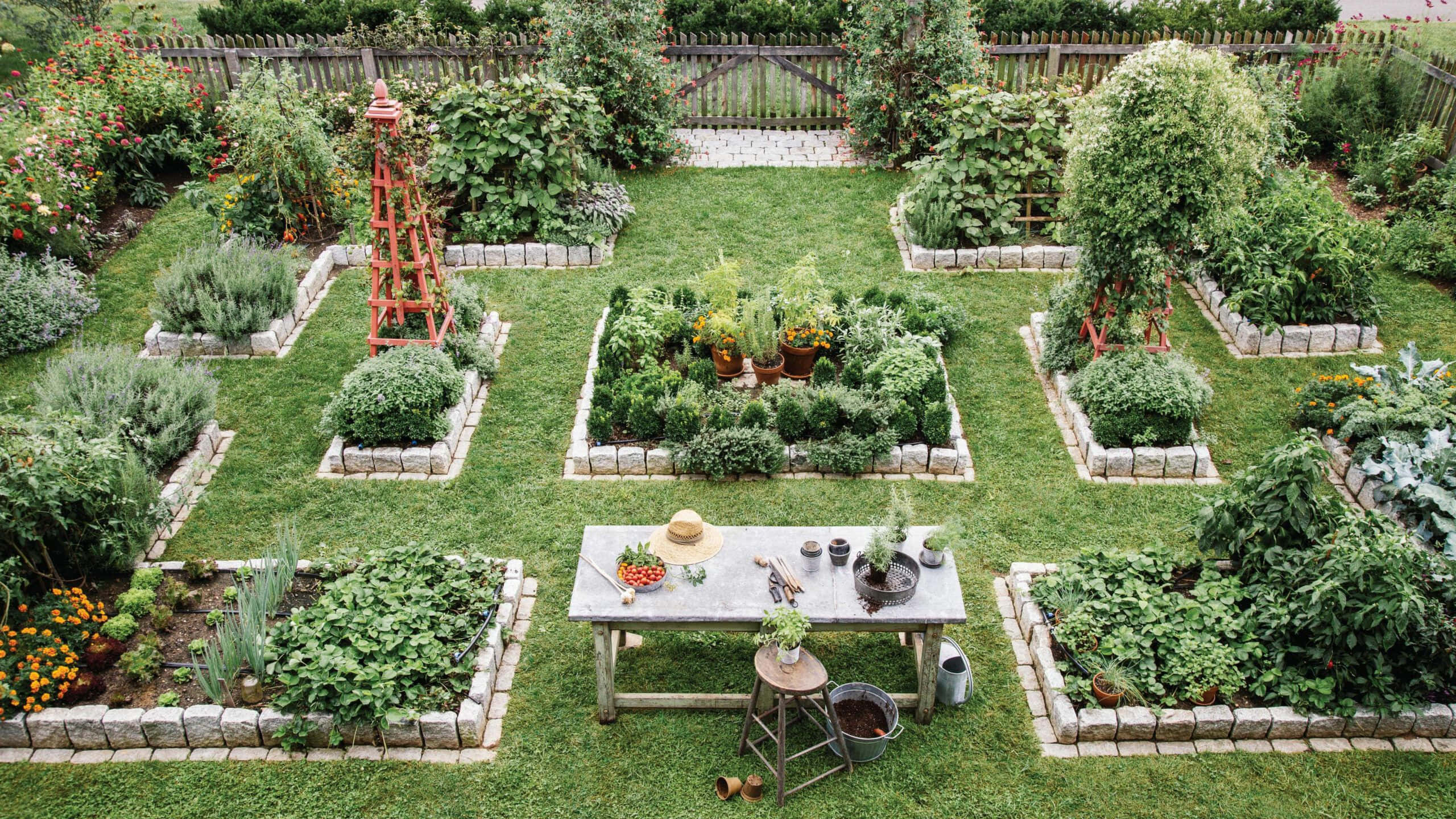 Herb Garden, 2560 x 1440, aerial view, 2K Desktop Wallpaper