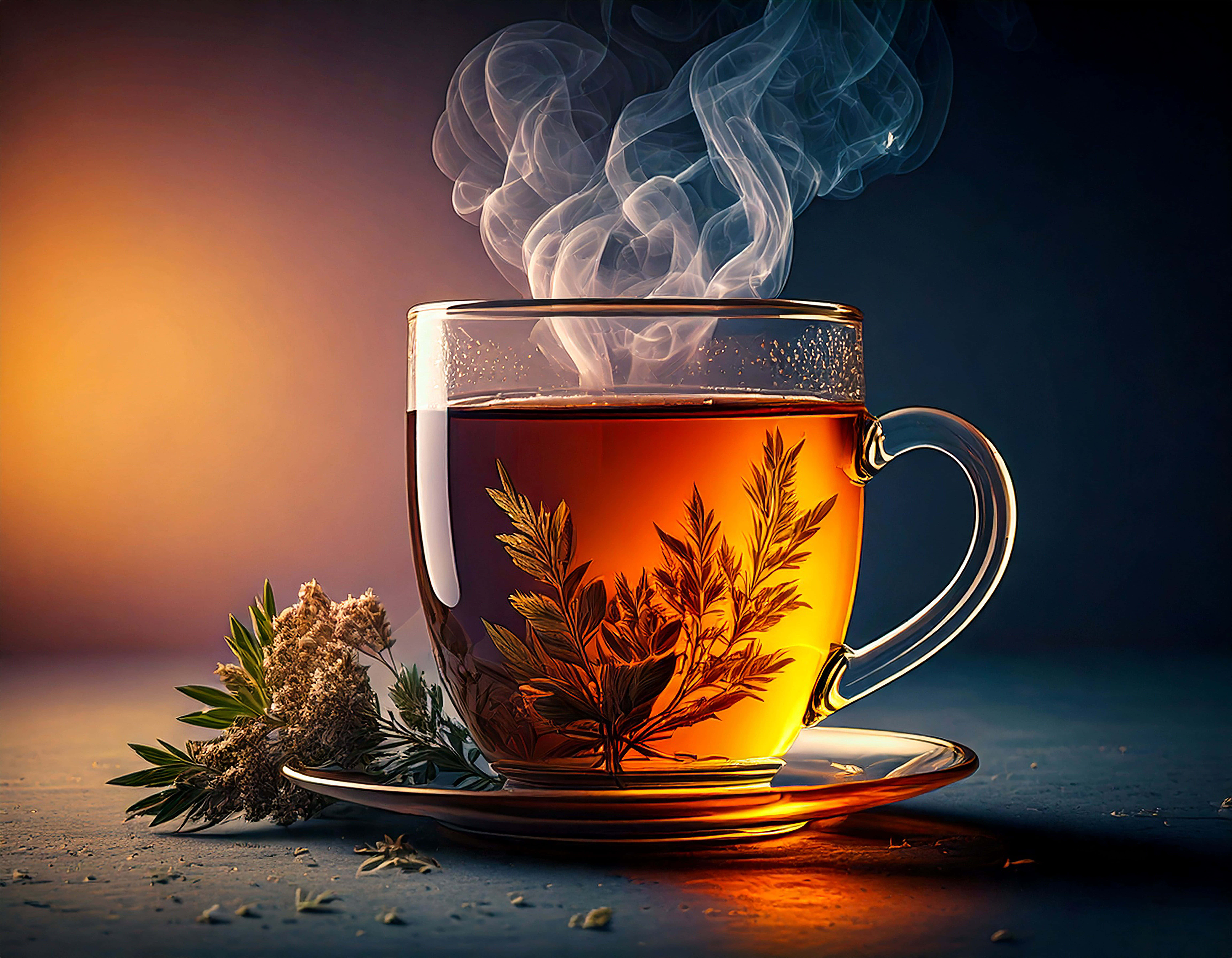 herbal tea, amber tea, leafy infusions, 8K Desktop Wallpaper