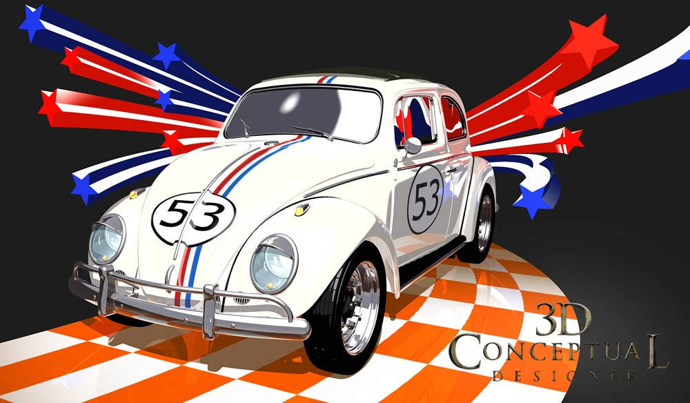 Herbie Fully Loaded, white race car, number 53, SD Desktop Wallpaper