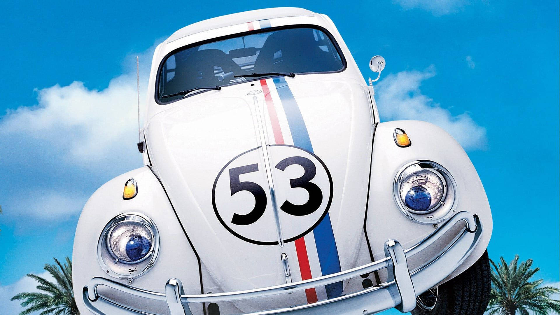 Herbie Fully Loaded, white vintage Volkswagen Beetle, number 53, Full HD Desktop Wallpaper