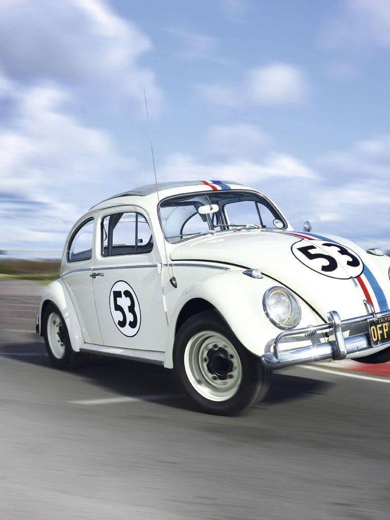 Herbie Fully Loaded, white, vintage race car, SD Phone Wallpaper