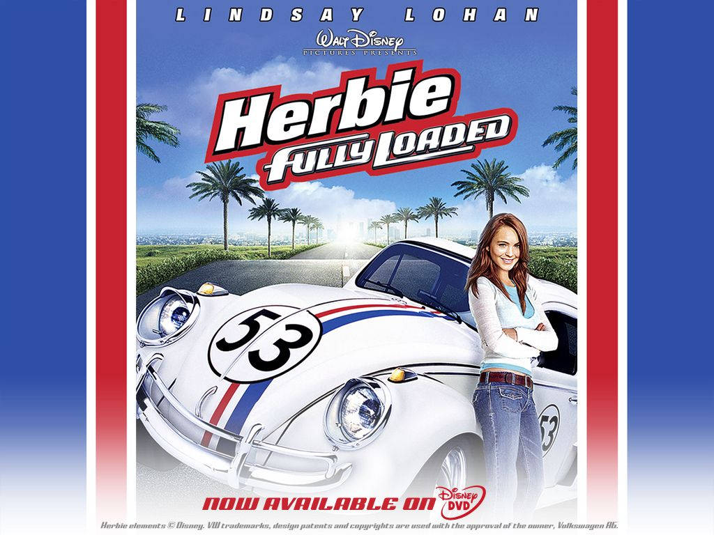 Herbie Fully Loaded, white Volkswagen Beetle, number 53, SD Desktop Wallpaper