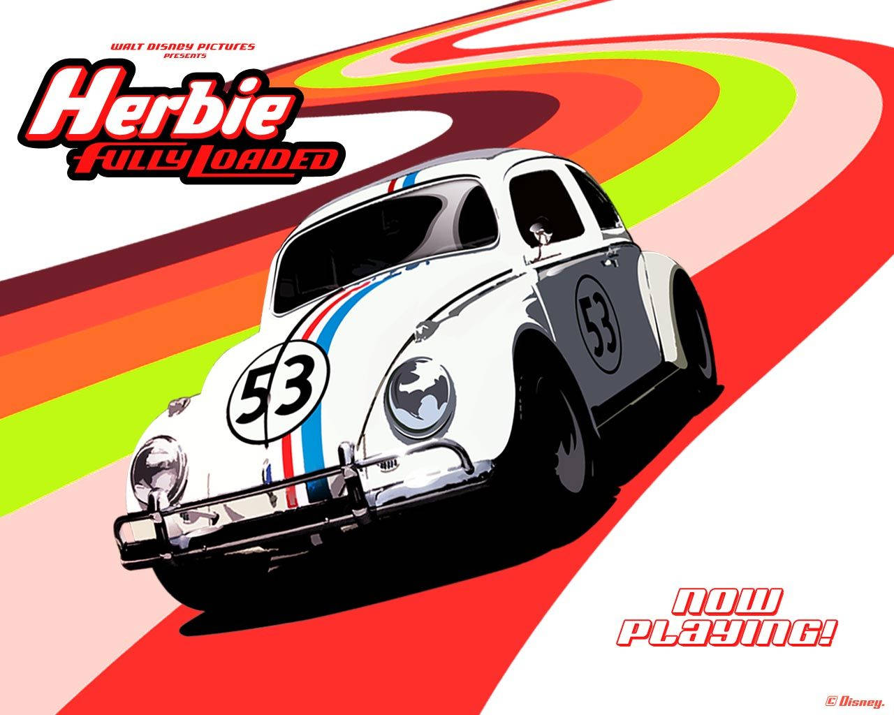 Herbie Fully Loaded, number 53, rainbow track, HD Desktop Wallpaper