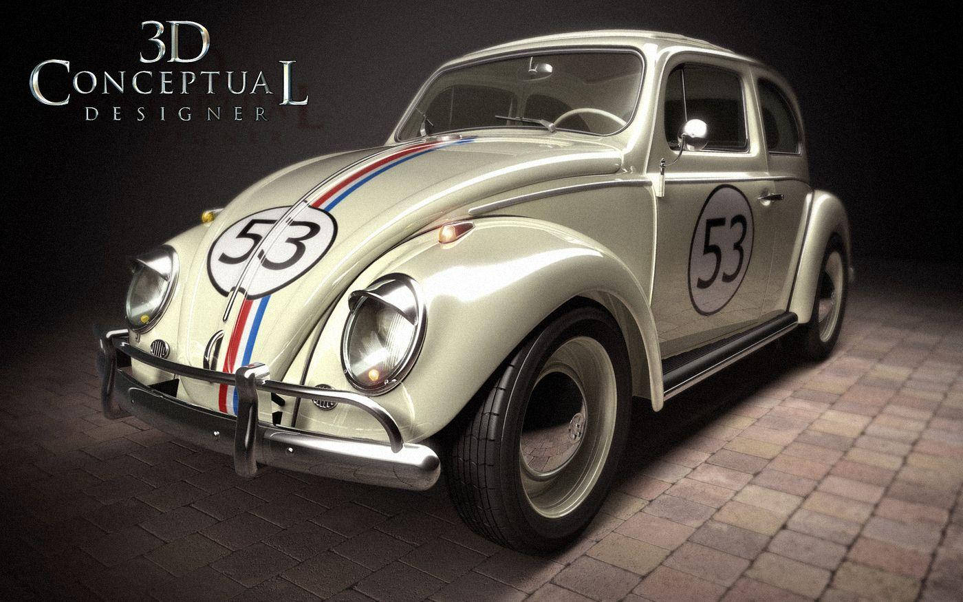 Herbie Fully Loaded, vintage cream Volkswagen Beetle, number 53, HD Desktop Wallpaper
