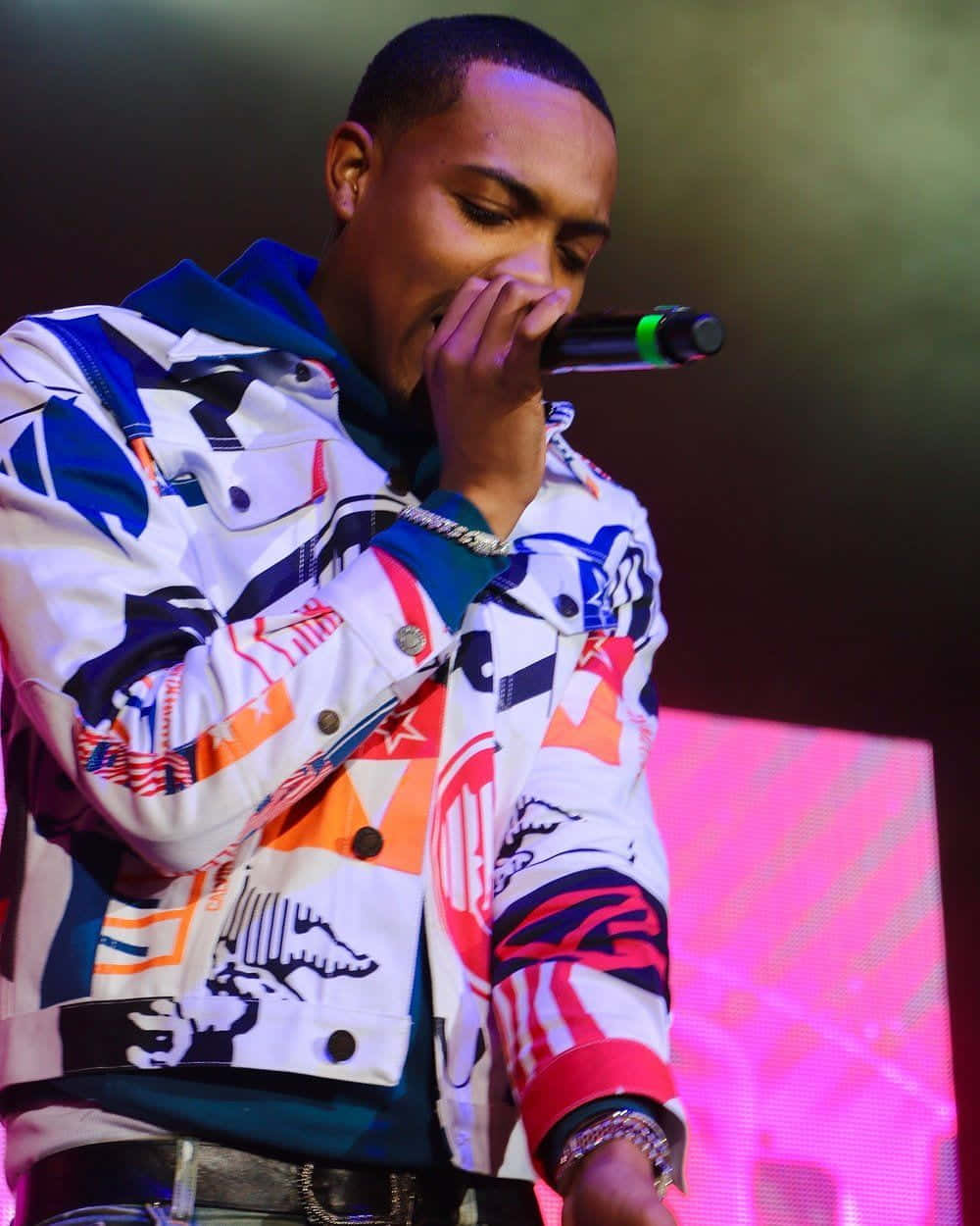 Herbo iPhone, colorful graphic jacket, microphone, SD Phone Wallpaper