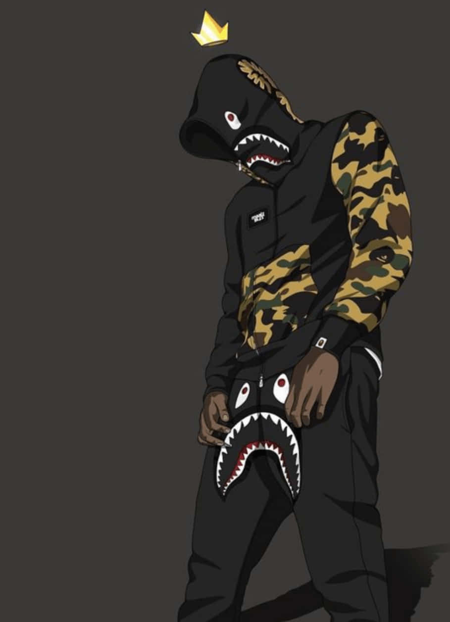 Herbo iPhone, shark-mouth hoodie, gold crown, SD Phone Wallpaper