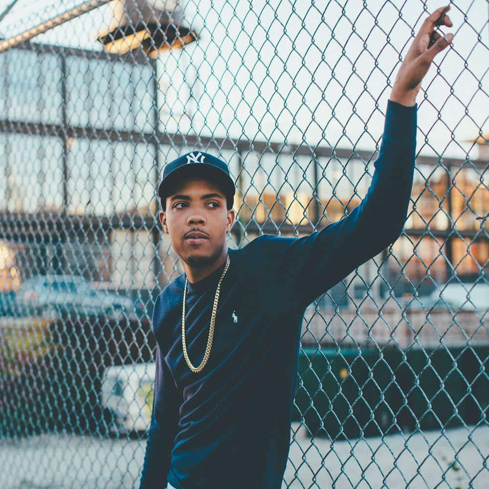 Herbo iPhone, navy cap, gold chain, SD Desktop Wallpaper
