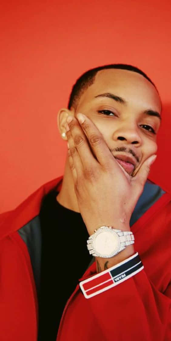 Herbo iPhone, red jacket, solid red background, SD Phone Wallpaper