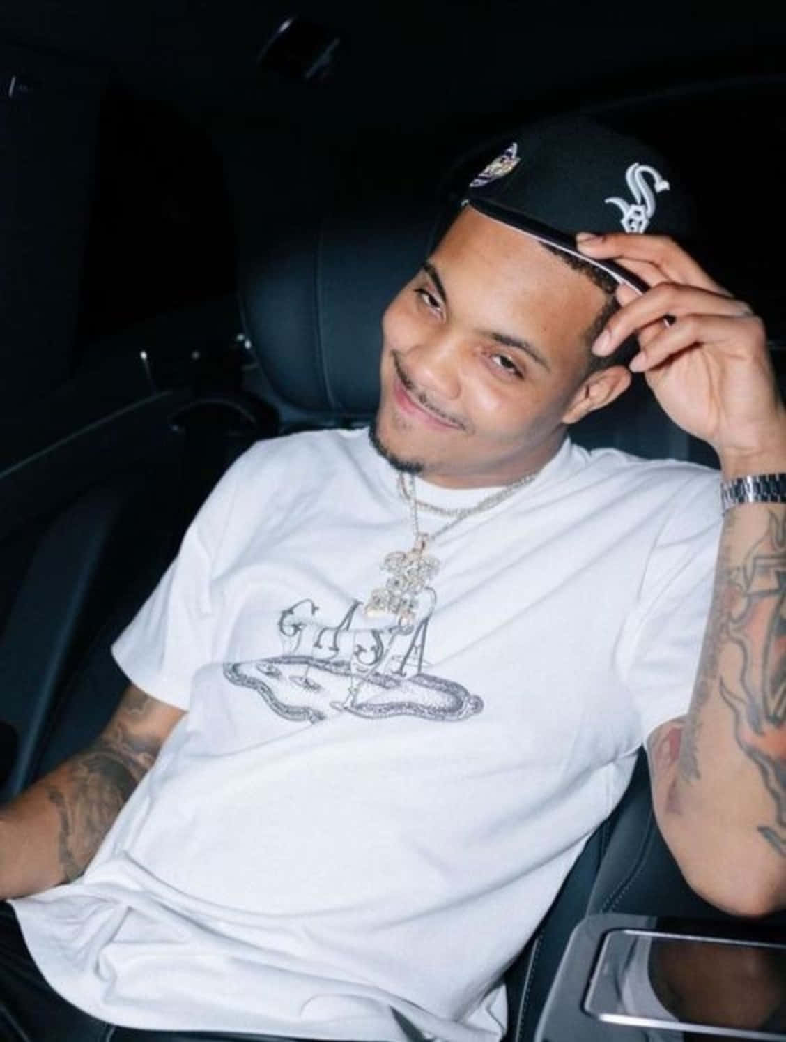Herbo iPhone, tattoos, dark car interior, HD Phone Wallpaper