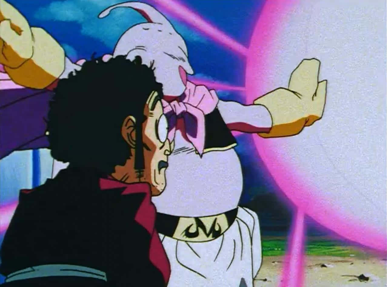Hercule Satan, anime character, white rabbit-like creature, SD Desktop Wallpaper