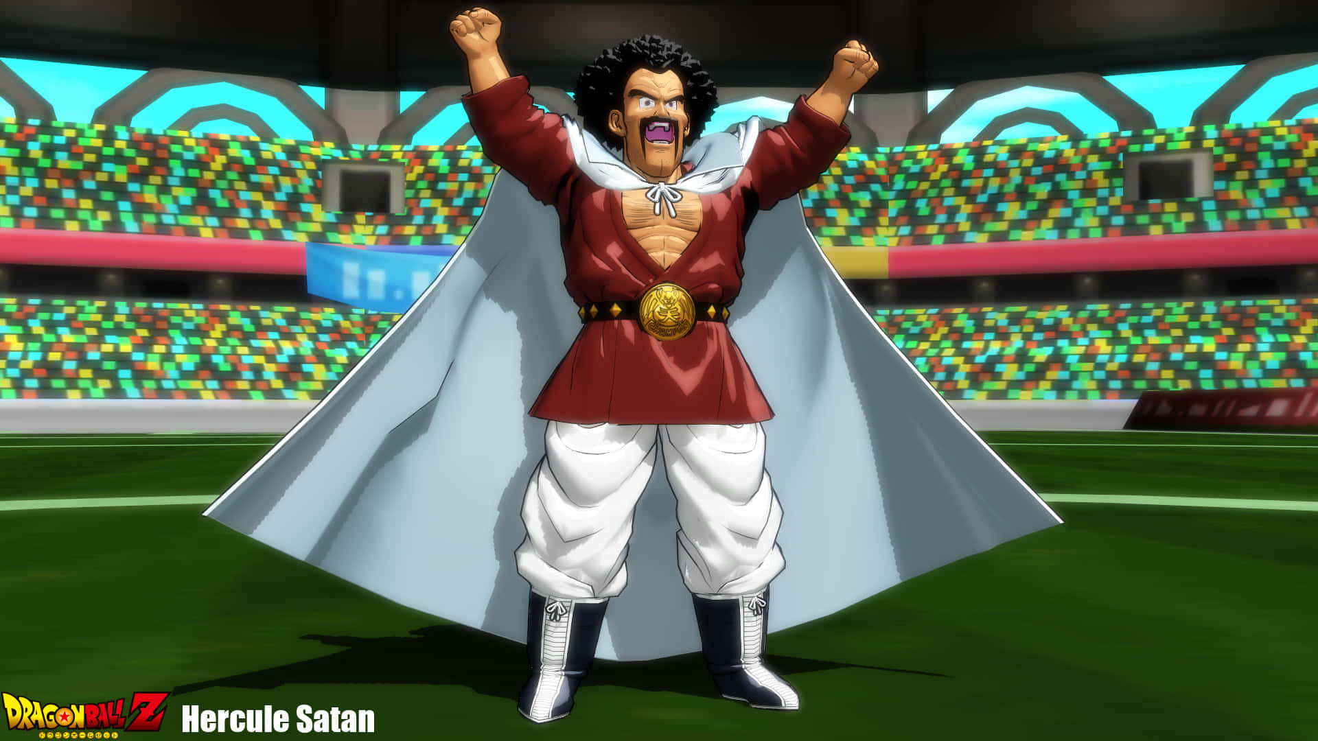 Hercule Satan, stadium, red top, Full HD Desktop Wallpaper