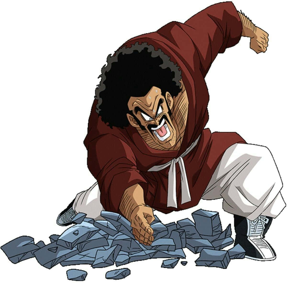 Hercule Satan, red hoodie, blue rocks, SD Desktop Wallpaper