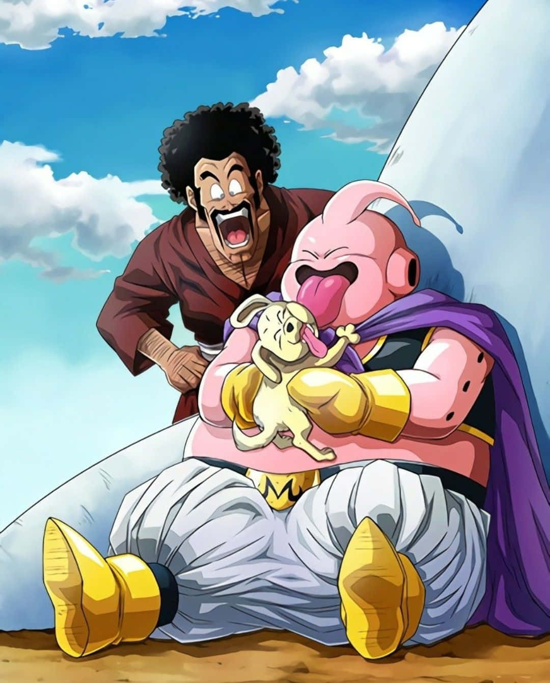 Hercule Satan, pink-skinned anime character, purple cape, HD Phone Wallpaper