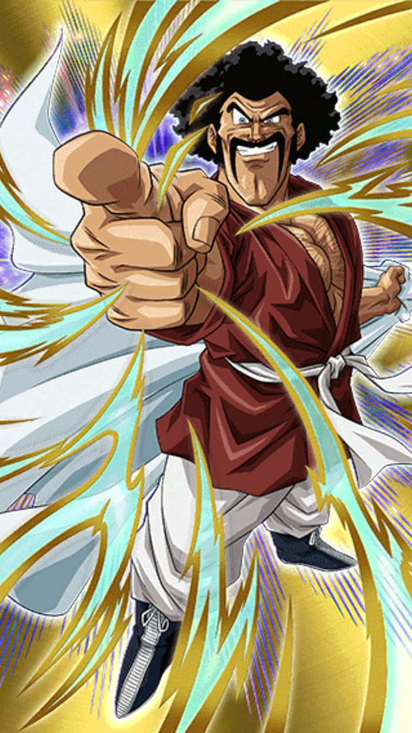 Hercule Satan, red gi, glowing energy streaks, HD Phone Wallpaper