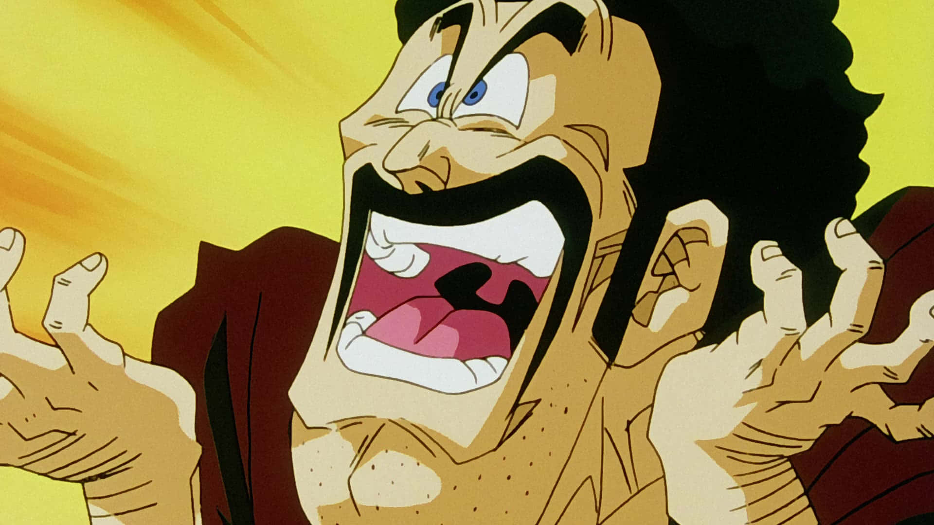 Hercule Satan, 1920 x 1080, fiery yellow background, Full HD Desktop Wallpaper
