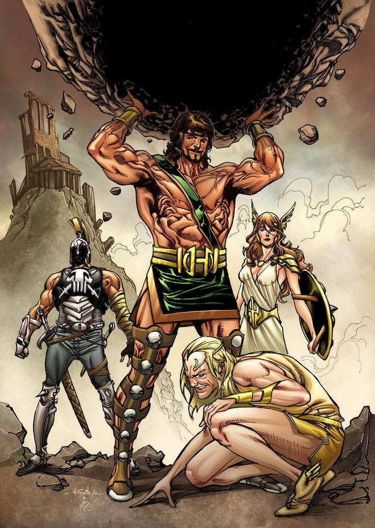Hercules, boulder, shattered ruin, SD Phone Wallpaper