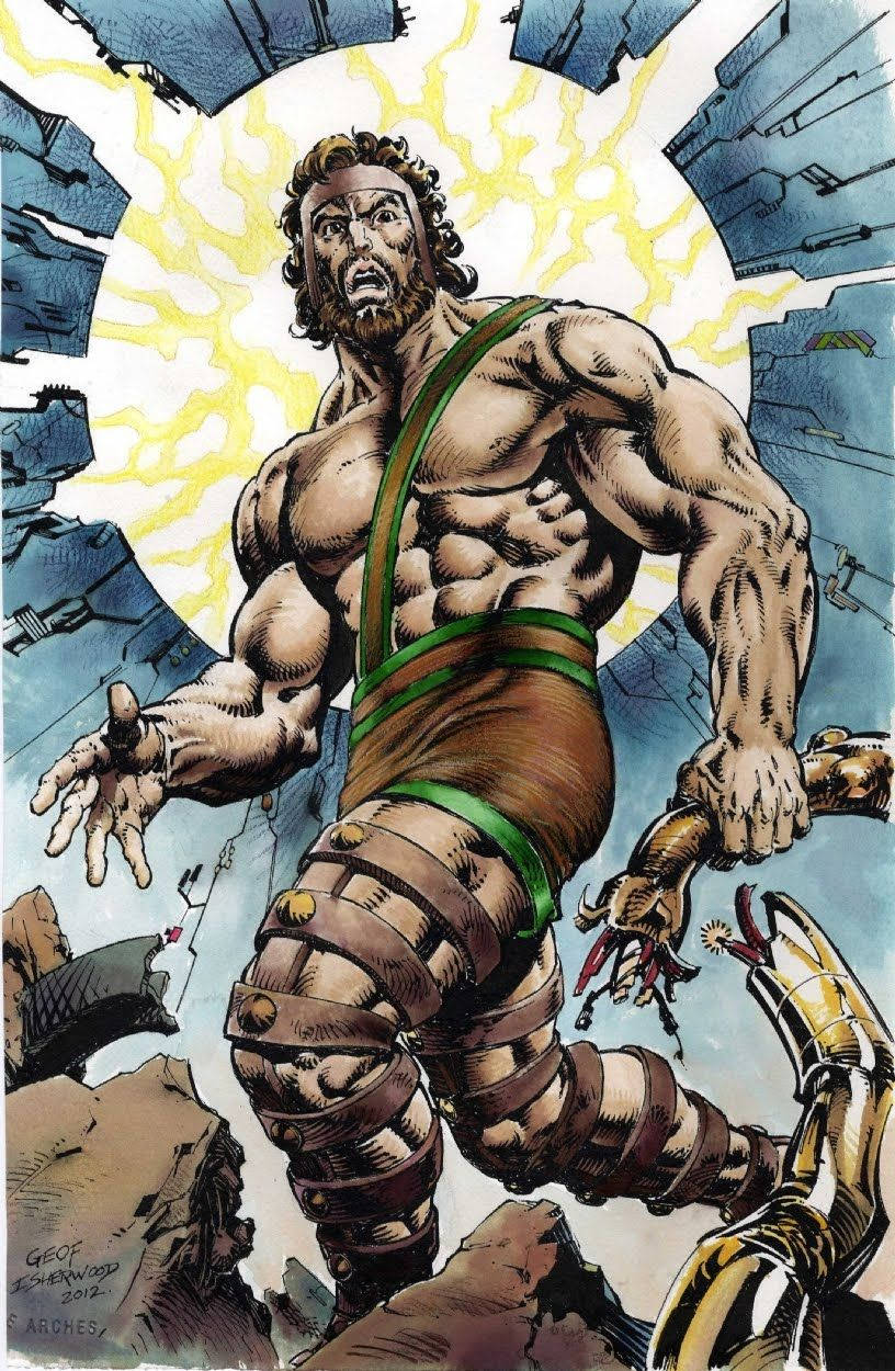 Hercules, comic style, green sash, SD Phone Wallpaper