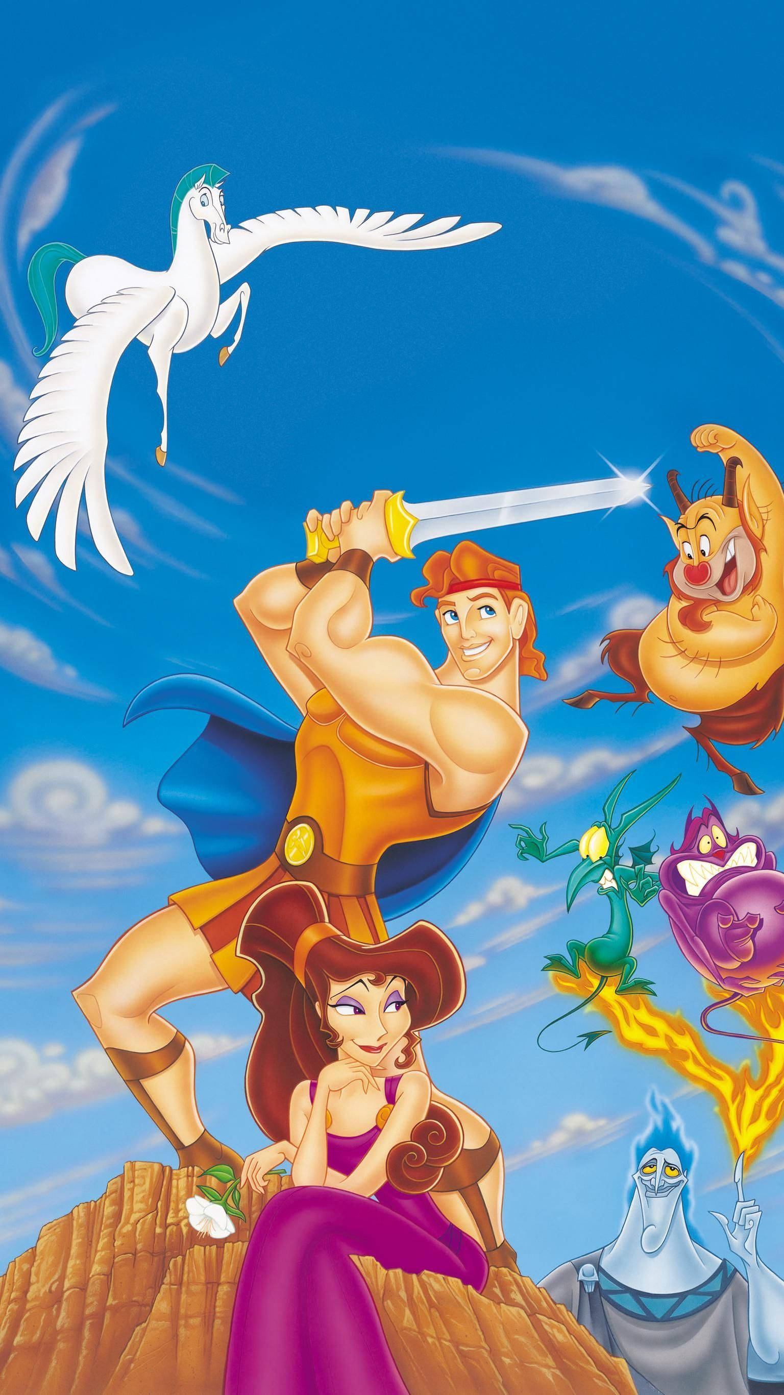 Hercules, sword, winged horse, 2K Phone Wallpaper