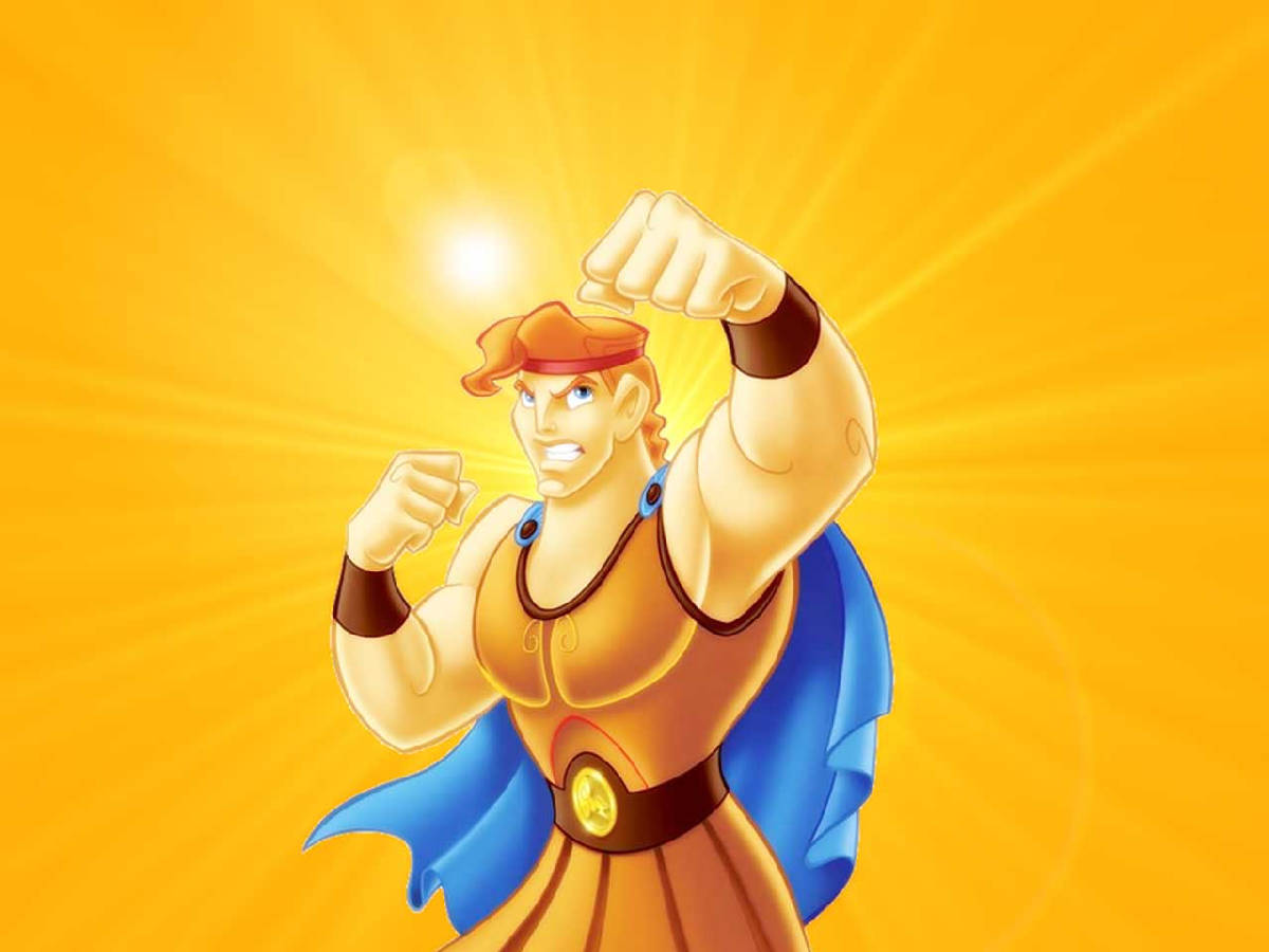 Hercules, orange tunic, blue cape, SD Desktop Wallpaper