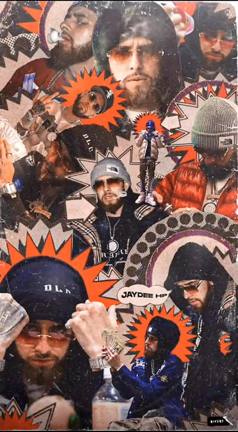 Herencia De Patrones, rappers, bold orange starbursts, HD Phone Wallpaper