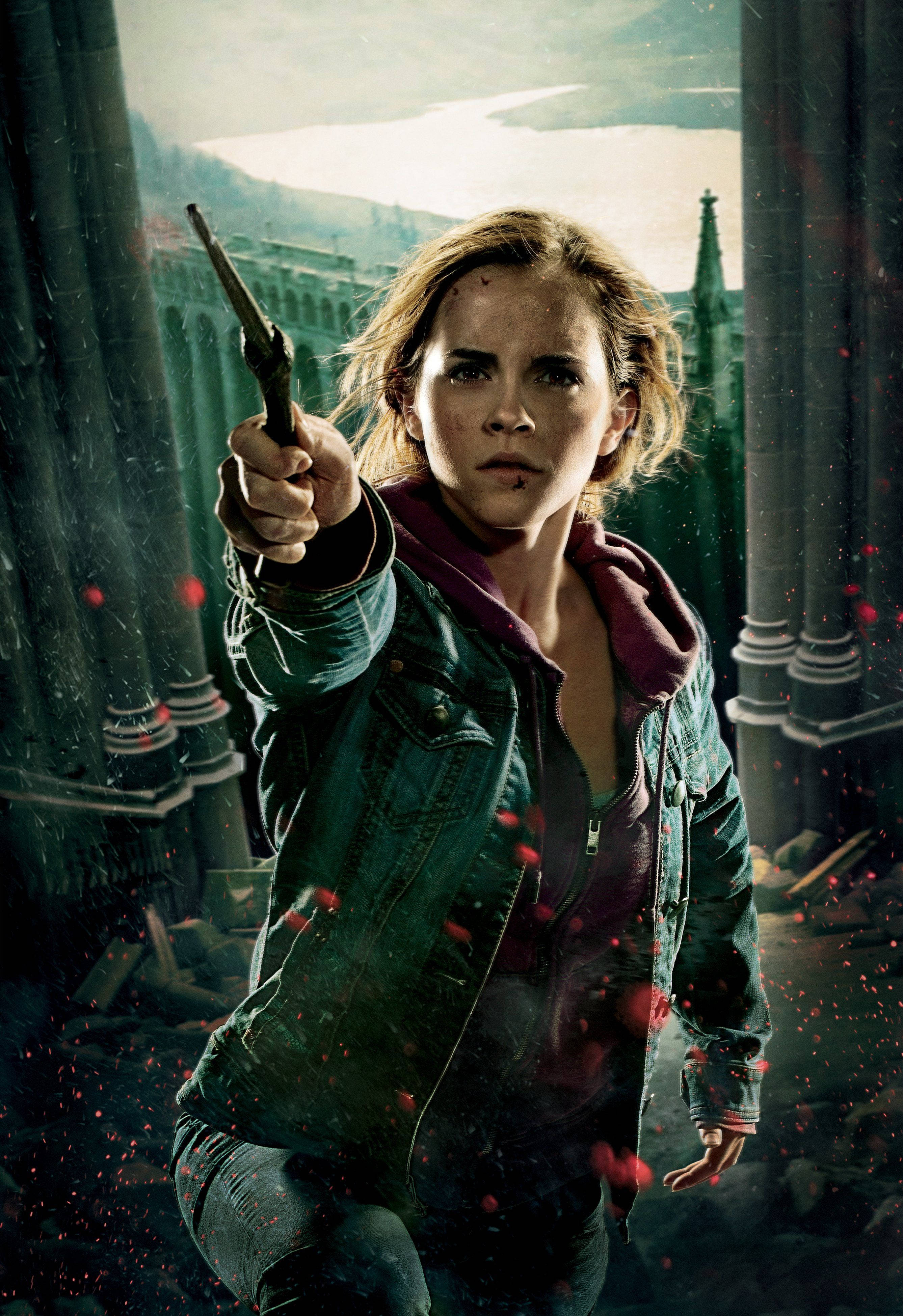 Hermione Granger, wand, red sparks, 4K Phone Wallpaper