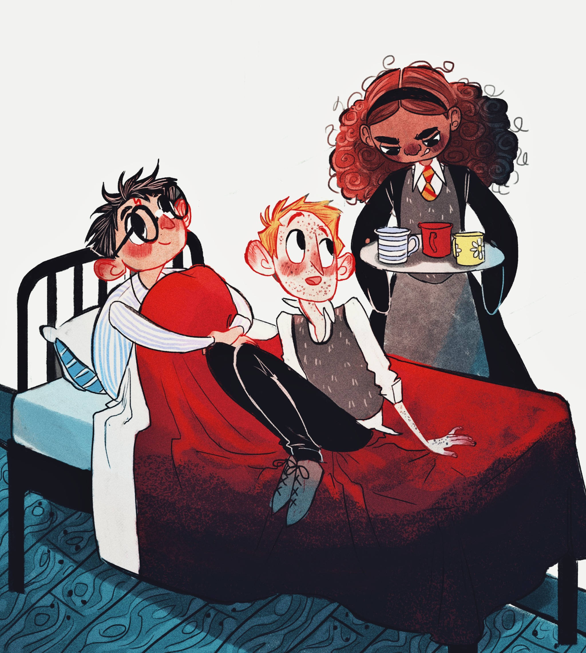 Hermione Granger, cartoon, bedroom, Full HD Phone Wallpaper