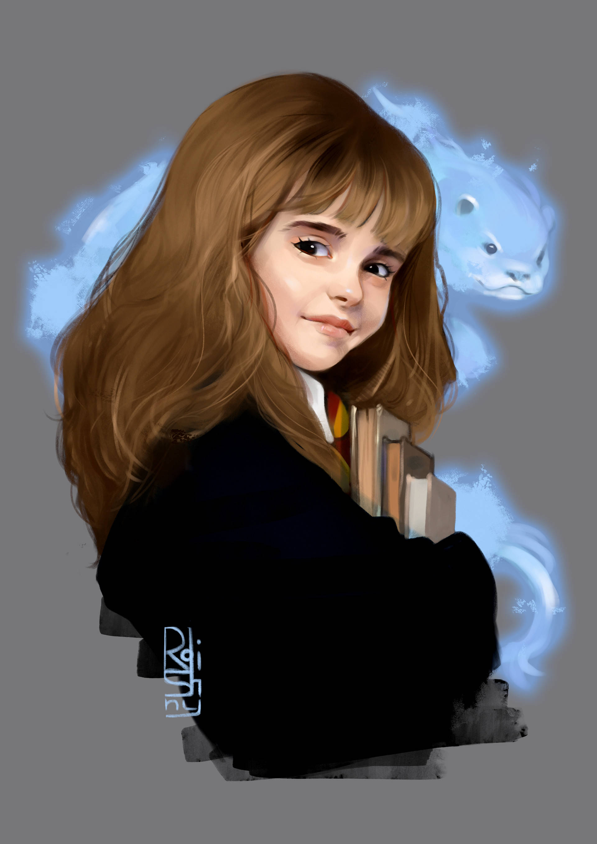 Hermione Granger, long brown hair, books, 2K Phone Wallpaper