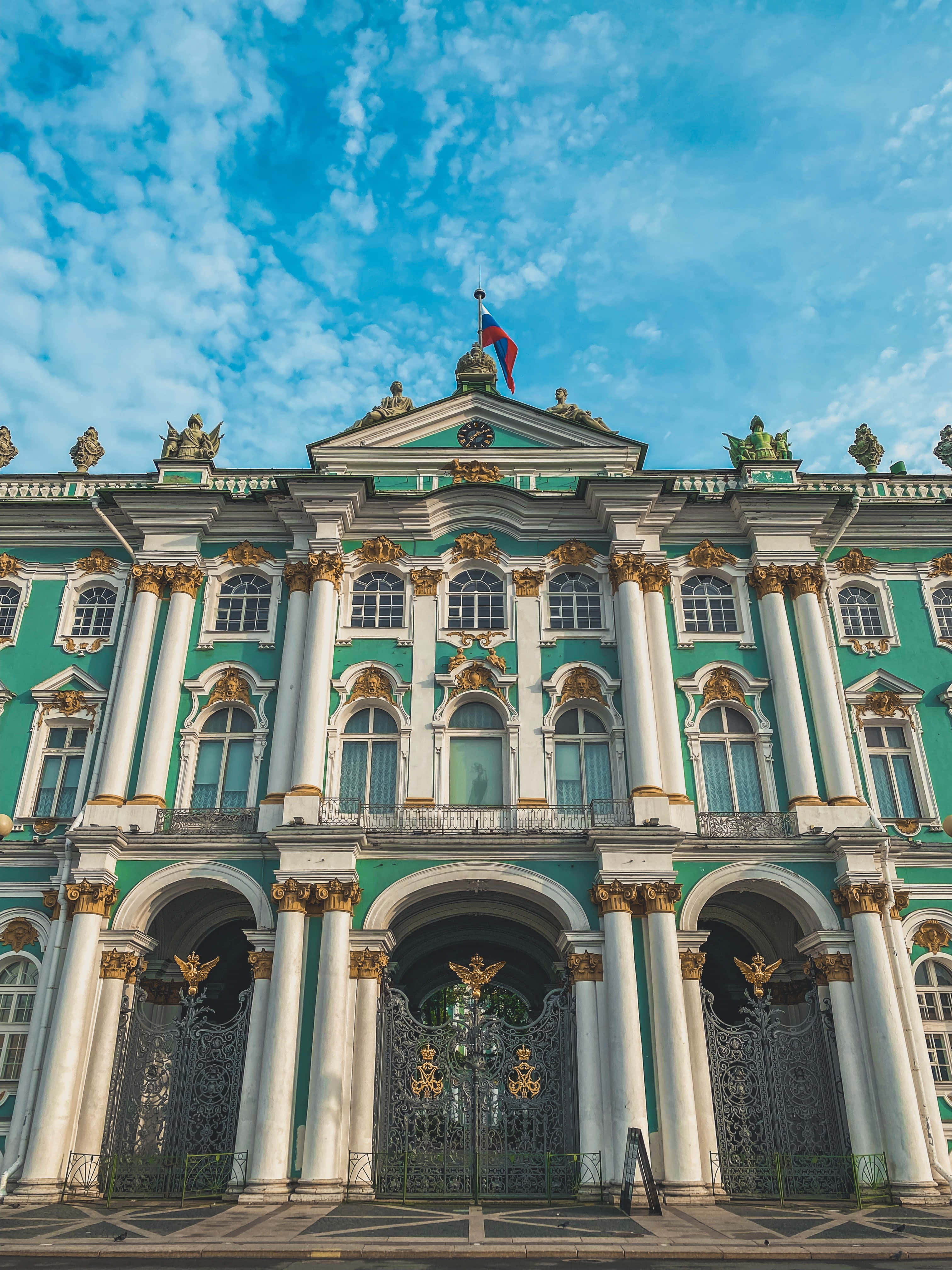 Hermitage Museum, teal, white, 4K Phone Wallpaper