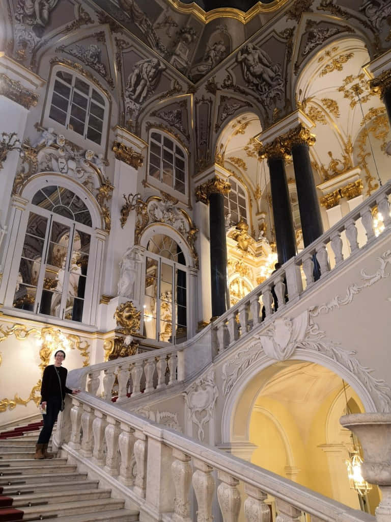 Hermitage Museum, staircase, baroque palace, SD Phone Wallpaper