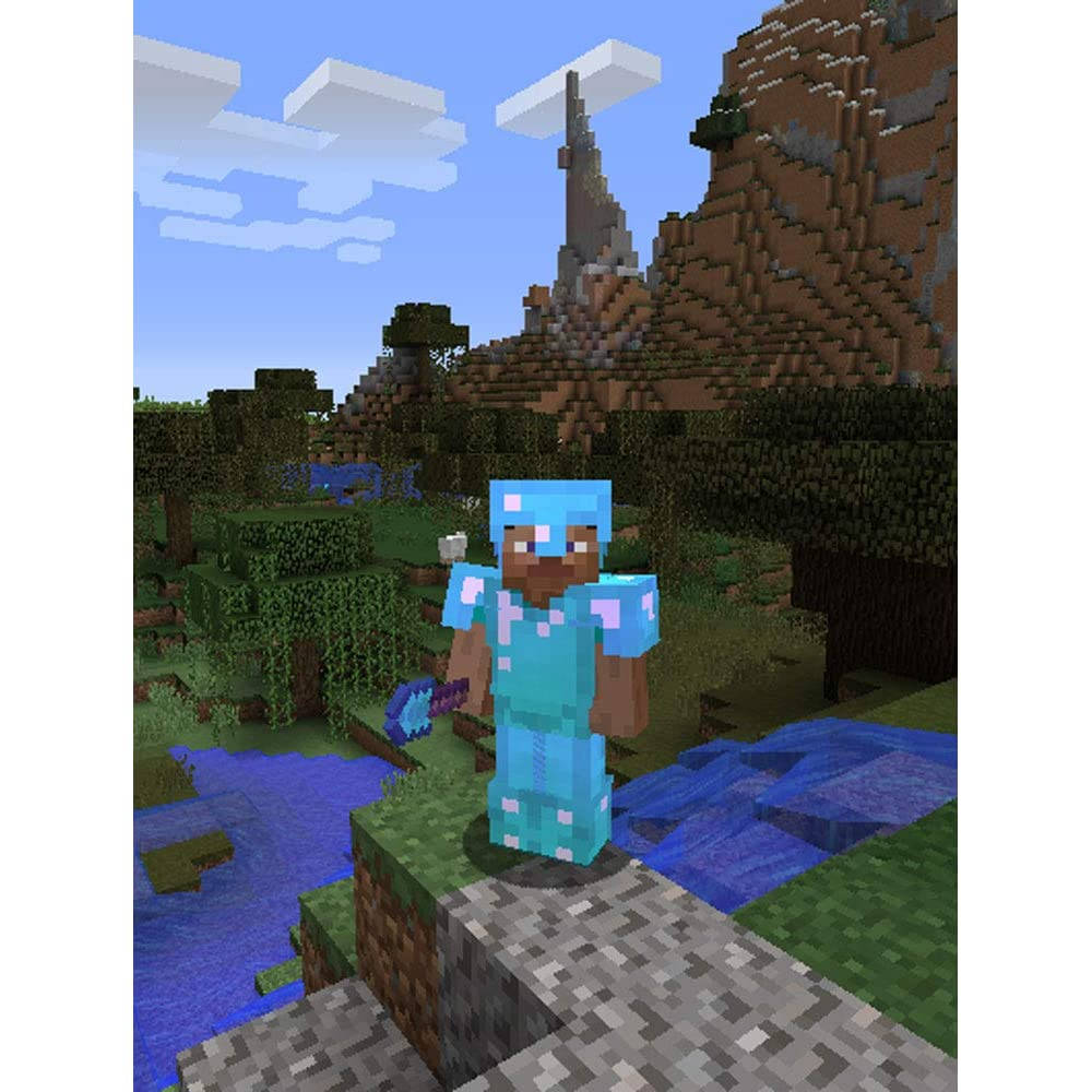 Herobrine, blue skin, diamond armor, SD Desktop Wallpaper