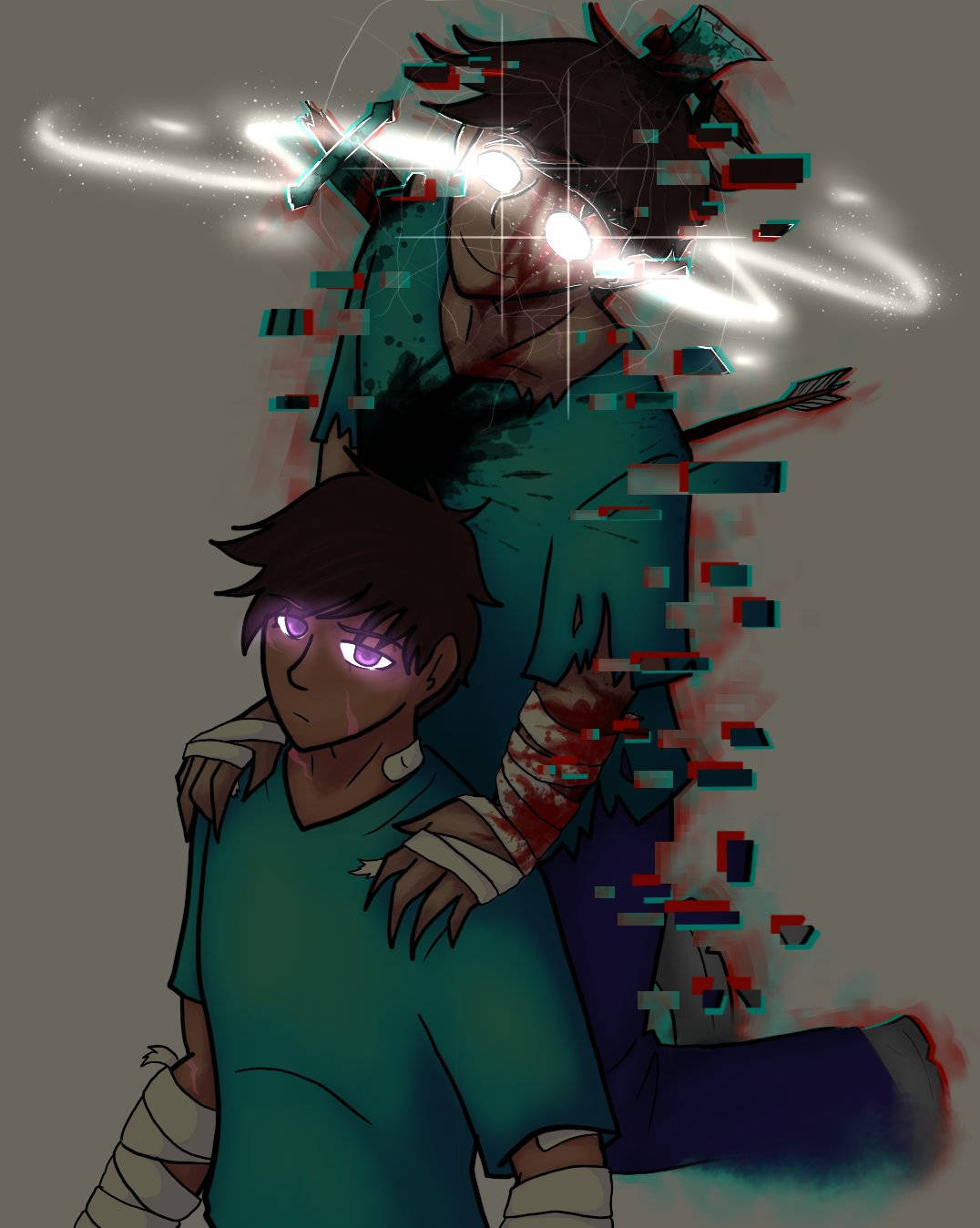 Herobrine, anime characters, glowing eyes, HD Phone Wallpaper