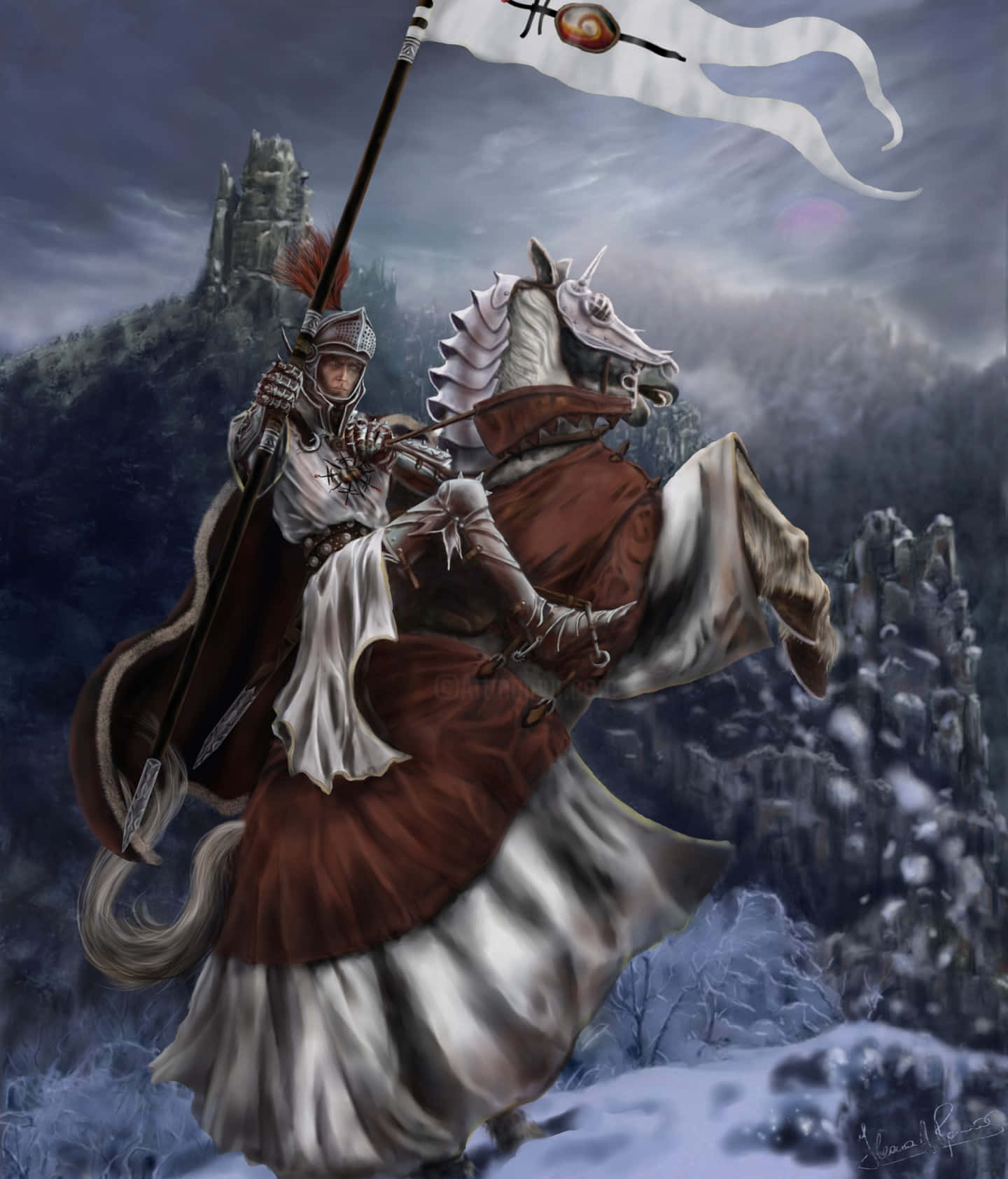 knight, white and brown armor, white horse, HD Phone Wallpaper