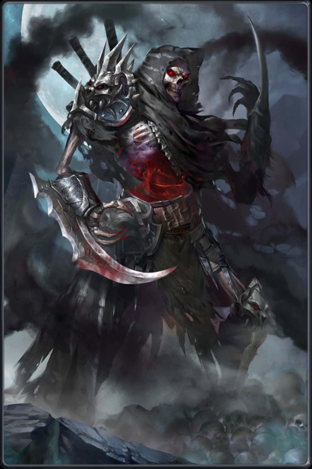 Dark Warrior Fantasy, skeletal warrior, glowing red eyes, HD Phone Wallpaper