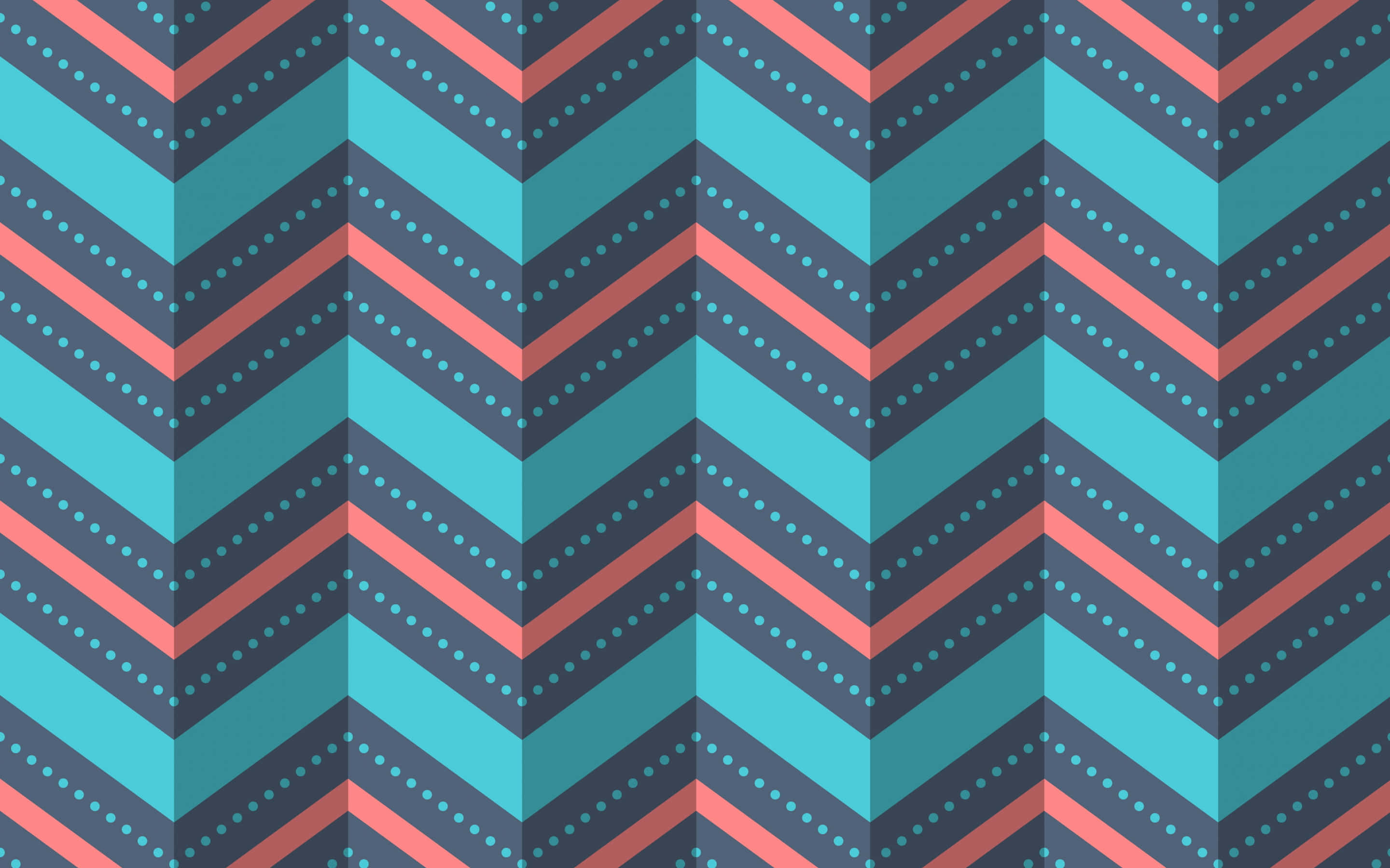 colorful herringbone pattern, teal, coral, 2K Desktop Wallpaper