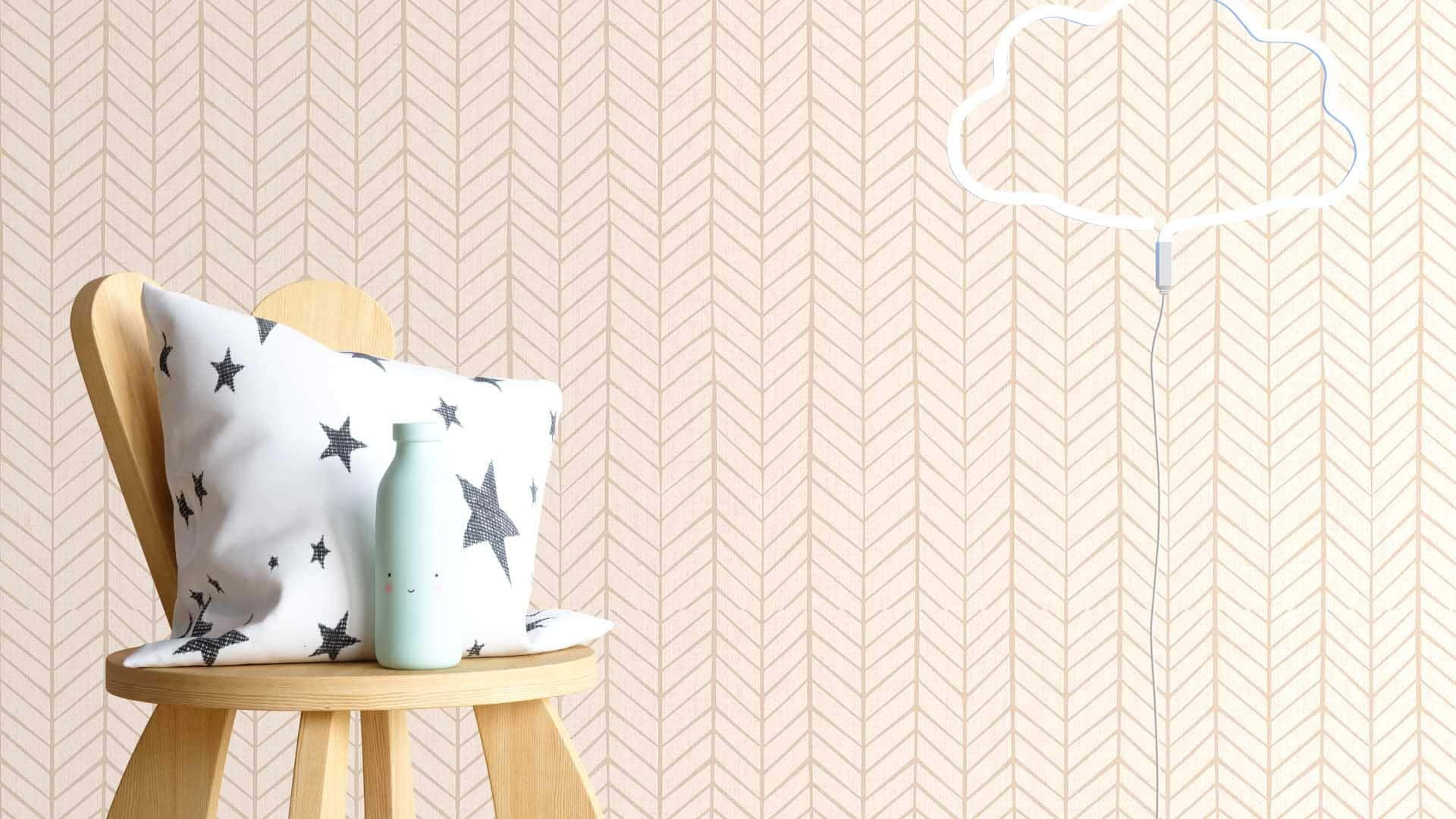 herringbone wallpaper, beige herringbone wallpaper, star-patterned pillow, Full HD Desktop Wallpaper