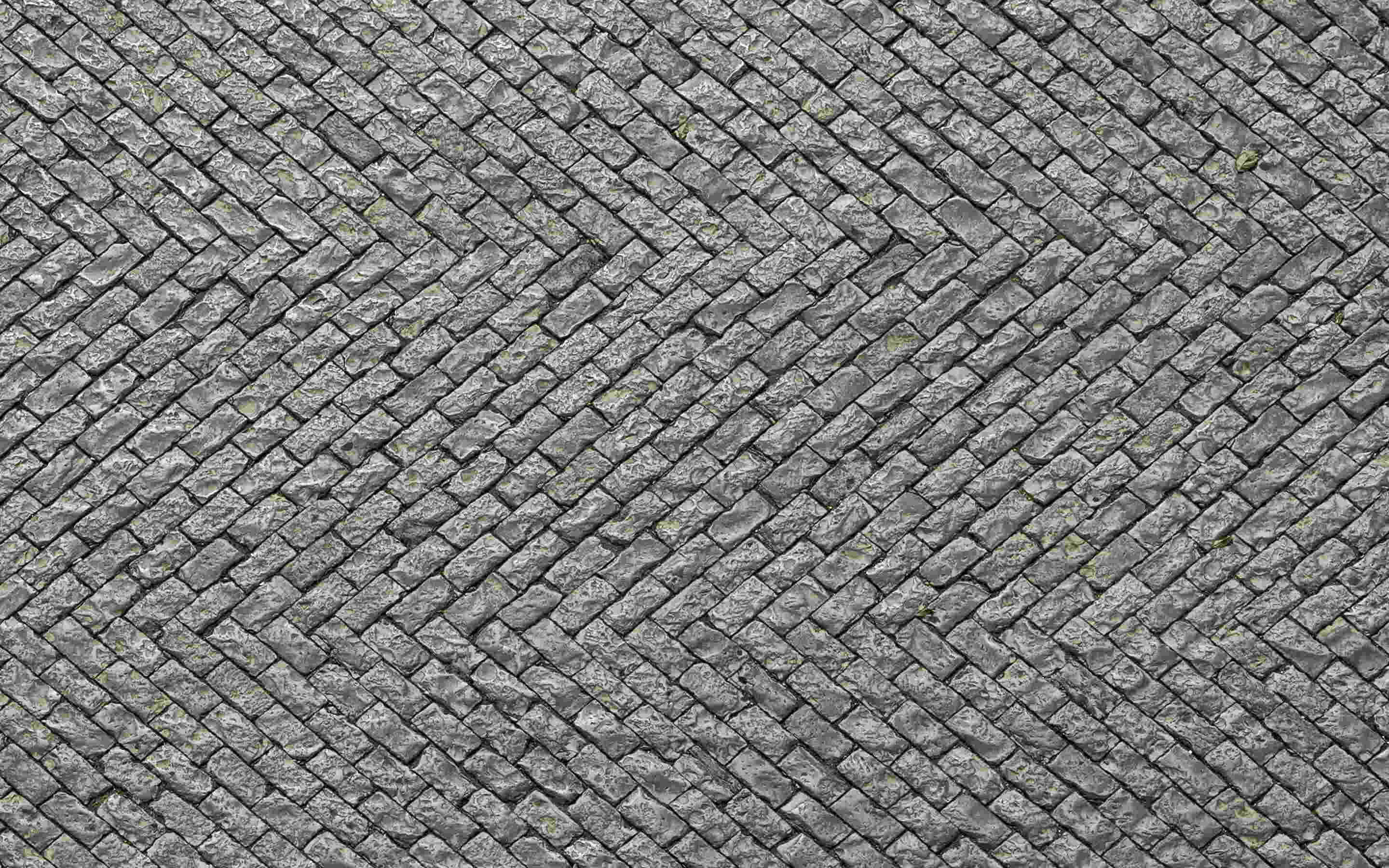 grey herringbone pattern paving, weathered gray cobblestones, herringbone pattern, 2K Desktop Wallpaper