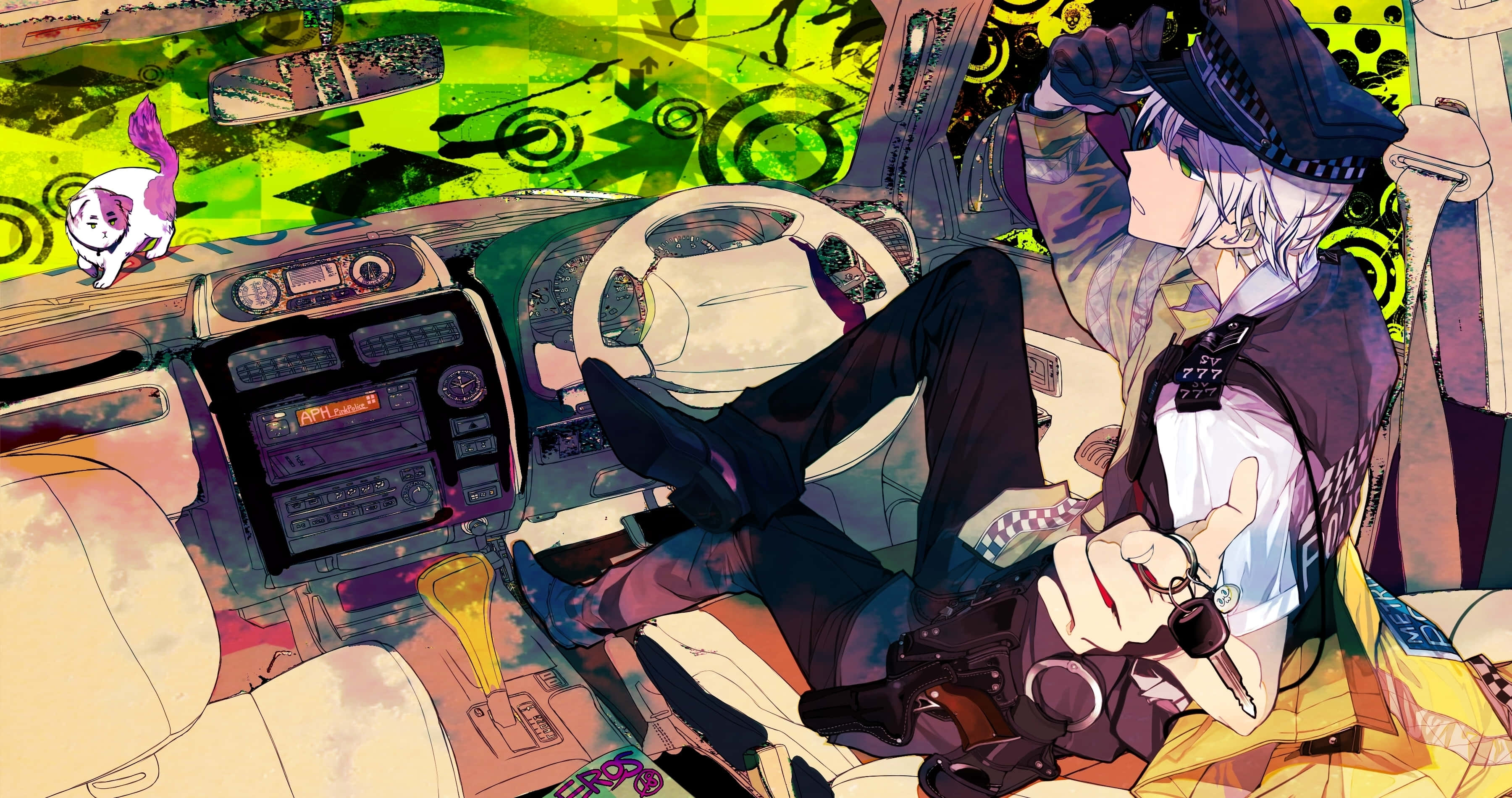 Hetalia, anime girl, car driver seat, 2K Desktop Wallpaper