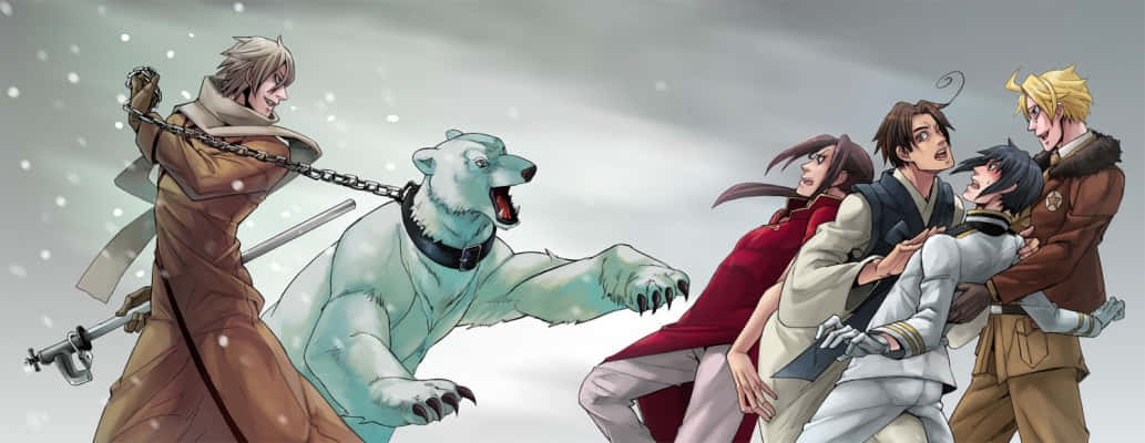 Hetalia, anime characters, chained polar bear, SD Desktop Wallpaper