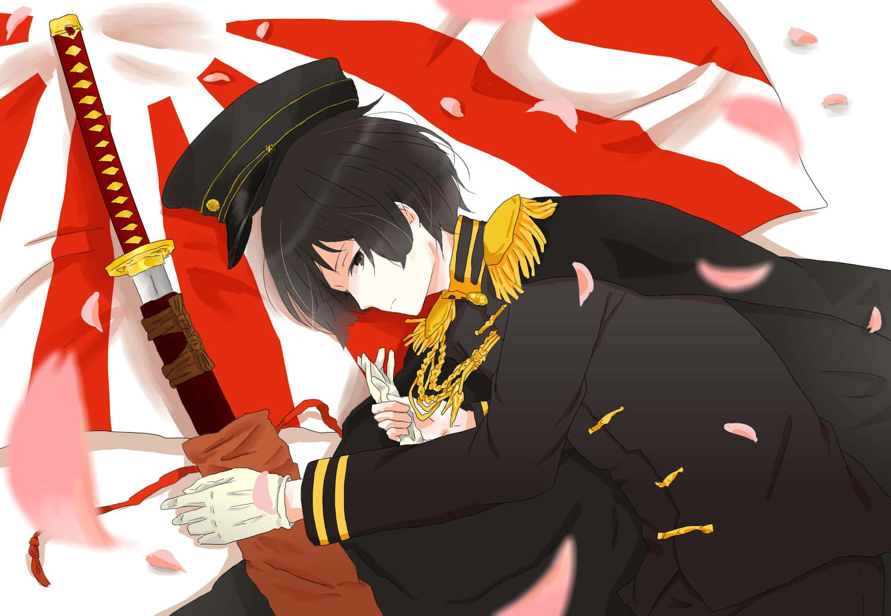 Hetalia, anime soldier, black uniform, HD Desktop Wallpaper