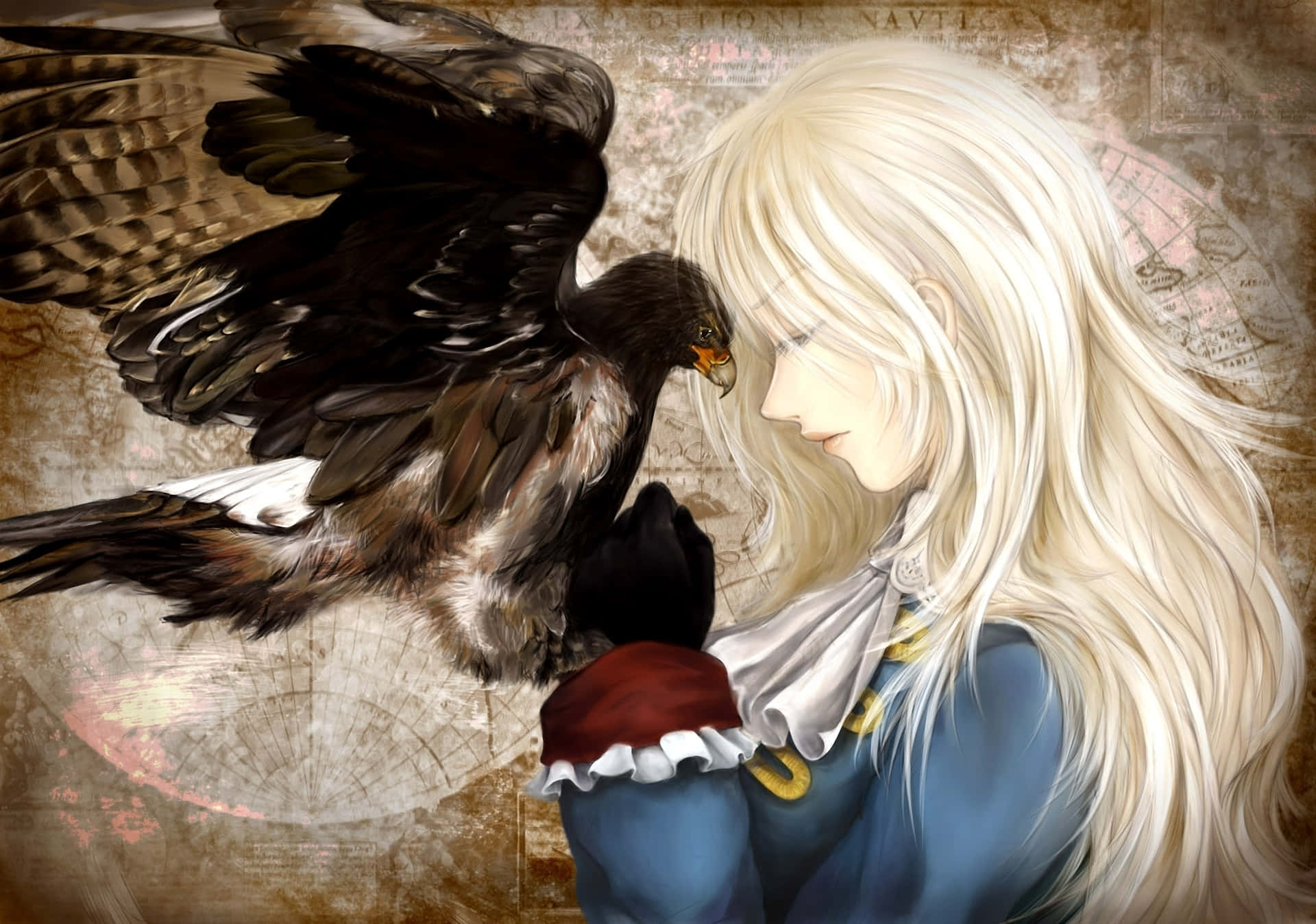 Hetalia, anime girl, long white hair, Full HD Desktop Wallpaper