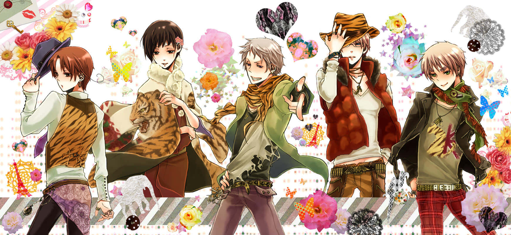 Hetalia, anime boys, colorful outfits, HD Desktop Wallpaper